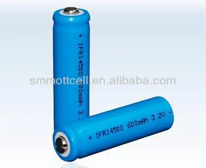 Μικρή μπαταρία ιόντων λιθίου IFR14500 3.2V 500mAh 0